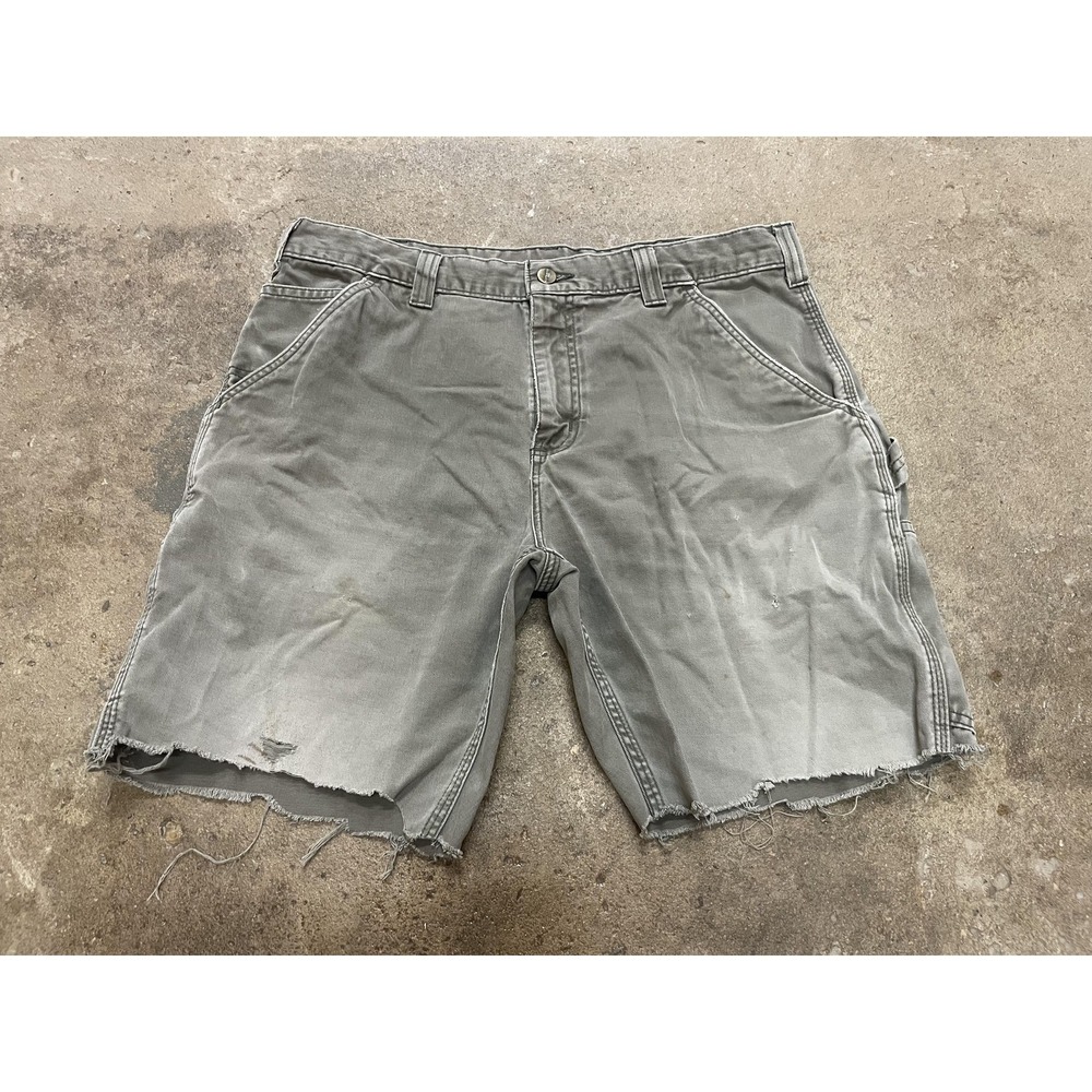 Men's Washed Gray Cut-Off Work Shorts